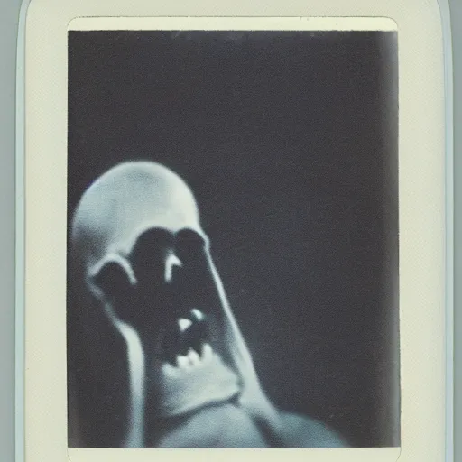 Image similar to old polaroid of a scary monster in the shadows