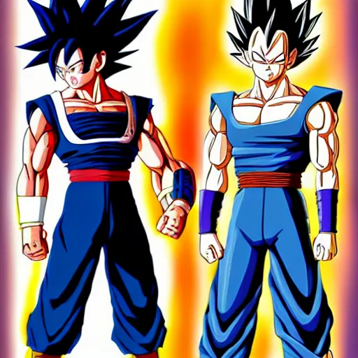 Image similar to fusion of sasuke and vegeta art by akira toriyama, 8 k, dragon ball artstyle, cel shaded, highly detailed, epic lighting