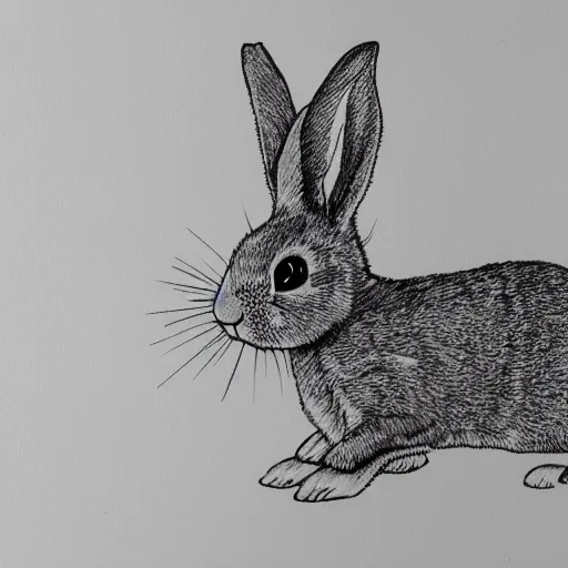 Prompt: a one line drawing of a rabbit