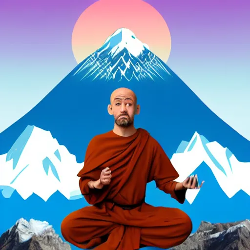 Prompt: Shaggy from scooby doo as a monk meditating on the top of Mount Everest, digital art