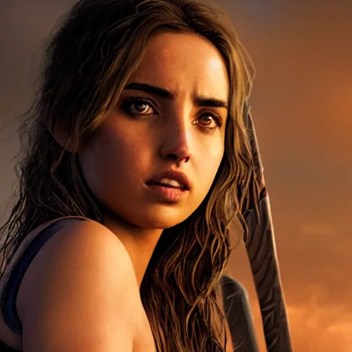 Image similar to Ana de Armas as amazon warrior hyper realistic 4K quality