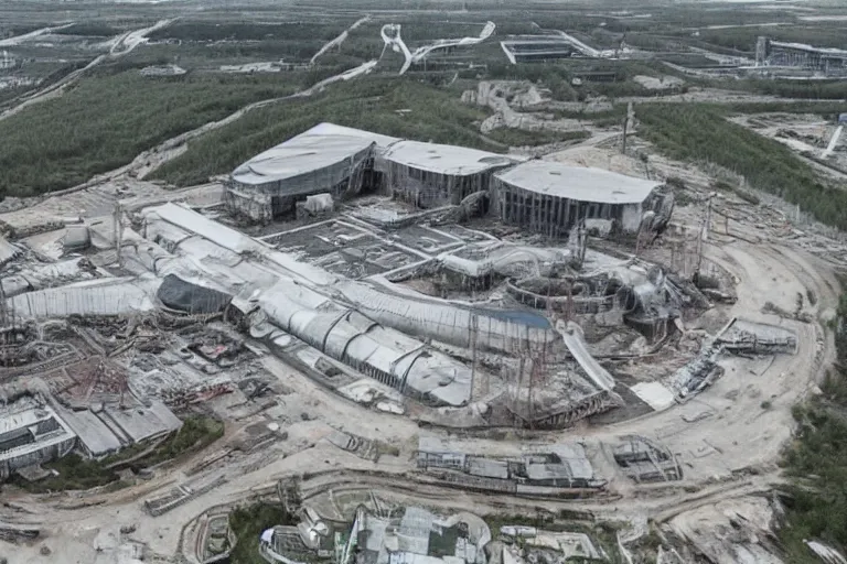 Image similar to elon musk building a futuristic city in chernobyl