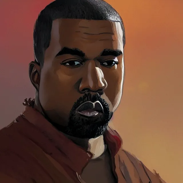 Prompt: Kanye West as a firebender, portrait, elegant, intricate, digital painting, artstation, concept art, smooth, sharp focus, illustration, art by konstantin korovin and Daniel F. Gerhartz and john howe