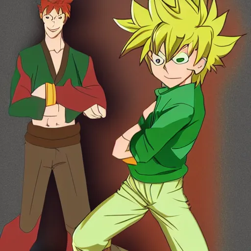 Image similar to Shaggy Rogers dressed like martial artist (as a legendary super sayian 2) in the style of slice of life anime trending on artstation deviantart Pinterest detailed High Resolution HD 8k