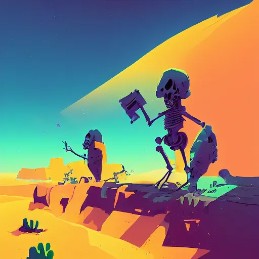 Image similar to giant skeletons in desert by anton fadeev
