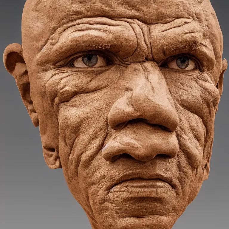 Image similar to public sculpture minimalist bust portrait of a powerful navajo man, beautiful symmetrical face accurate face detailed face realistic proportions, carved out of juniper wood on a pedestal by stephan balkenhol and martin puryear, hyperrealistic dramatic lighting shocking detail trending on artstation 8 k