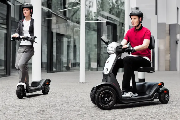 Prompt: a mobility scooter designed and produced by volkswagen