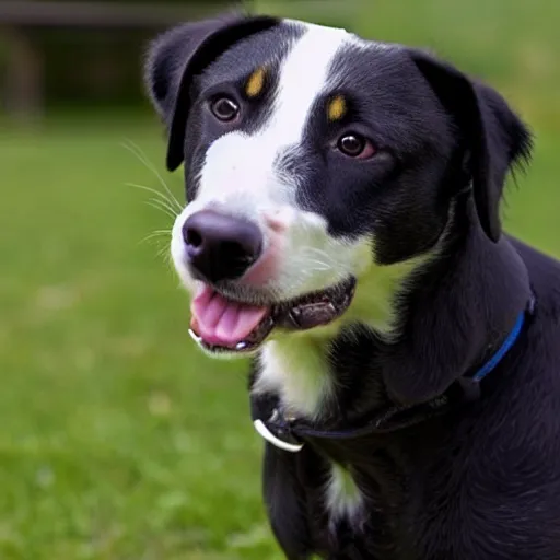 Prompt: an adorable dog with highly detailed, very very realistic human teeth