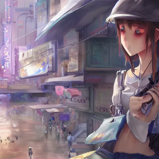 Image similar to dynamic composition, motion, ultra-detailed, incredibly detailed, a lot of details, amazing fine details and brush strokes, colorful and grayish palette, smooth, HD semirealistic anime CG concept art digital painting, watercolor oil painting of Clean and detailed post-cyberpunk sci-fi close-up schoolgirl in asian city in style of cytus and deemo, blue flame, relaxing, calm and mysterious vibes,, by a Chinese artist at ArtStation, by Huang Guangjian, Fenghua Zhong, Ruan Jia, Xin Jin and Wei Chang. Realistic artwork of a Chinese videogame, gradients, gentle an harmonic grayish colors. set in half-life 2, Matrix, GITS, Blade Runner, Neotokyo Source, Syndicate(2012), dynamic composition, beautiful with eerie vibes, very inspirational, very stylish, with gradients, surrealistic, dystopia, postapocalyptic vibes, depth of field, mist, rich cinematic atmosphere, perfect digital art, mystical journey in strange world