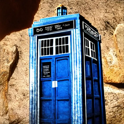 Prompt: a tardis lands near the western wall