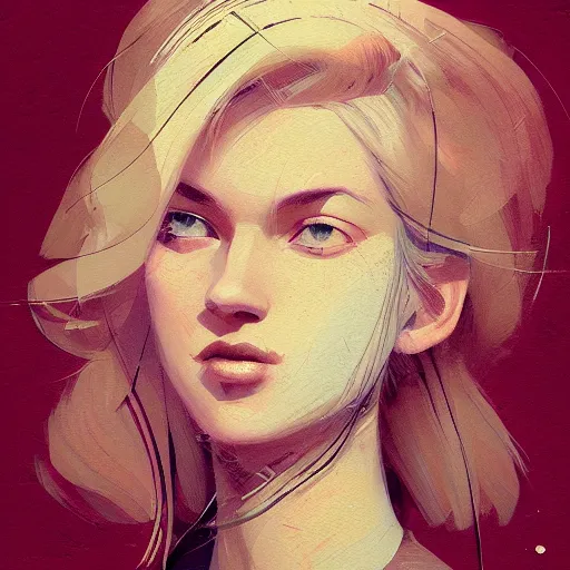 Image similar to Beautiful girl with blond hair profile picture by Greg Rutkowski, asymmetrical, Organic Painting , Matte Painting, geometric shapes, hard edges, street art, trending on the artstation:2 by Sachin Teng:4