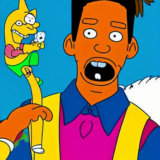 Prompt: Will Smith cosplay in The Simpson TV Show, detailed, colourful masterpiece beautiful beautiful beautiful