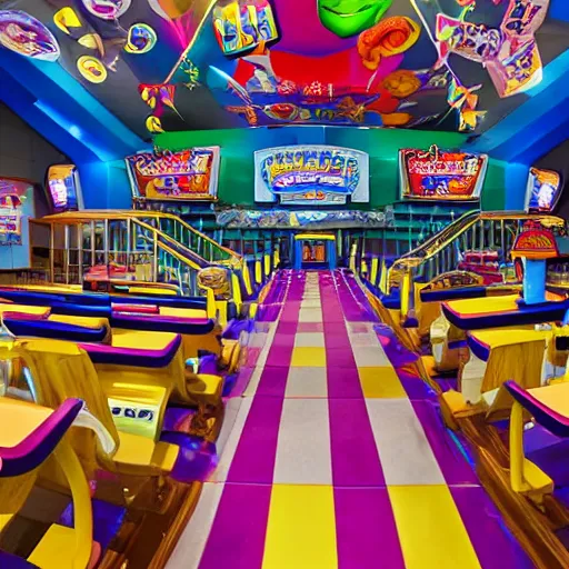 Image similar to photo of interior of a chuck e. cheese church cathedral