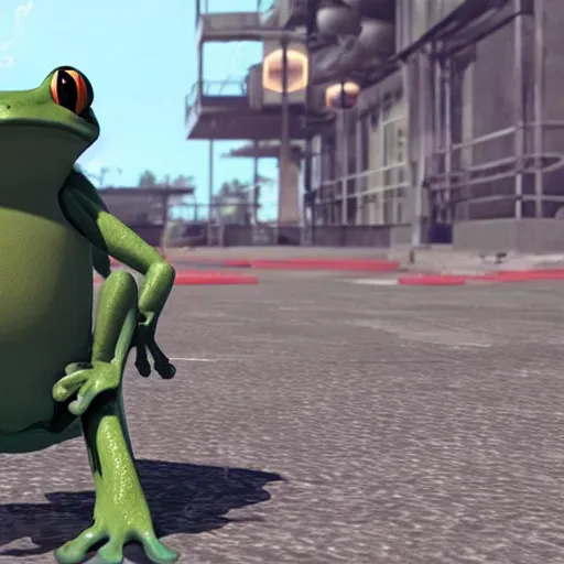 Prompt: frog pokemon, wes anderson, screenshot from call of duty black ops 2