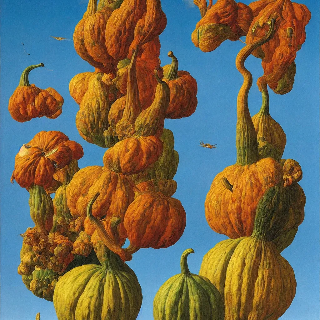 Image similar to a single! colorful! tall thin gourd fungus clear empty sky, a high contrast!! ultradetailed photorealistic painting by jan van eyck, audubon, rene magritte, agnes pelton, max ernst, walton ford, andreas achenbach, ernst haeckel, hard lighting, masterpiece