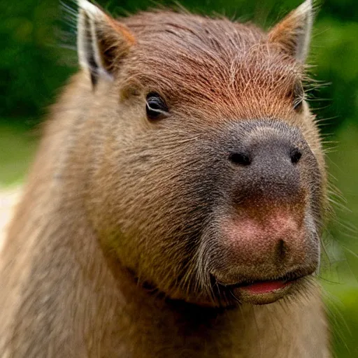 Image similar to capybara head, a man wearing a suit capybara head