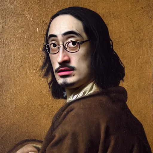 Image similar to A 17th century Baroque Painting of Filthy Frank, grainy, realistic, hyperrealistic, very realistic, very very realistic, highly detailed, very detailed, extremely detailed, detailed, digital art, trending on artstation, detailed face, very detailed face, very detailed face, realism, HD Quality, 8k resolution, intricate details, body and head in frame, painting, oil painting, trending on deviantart, Baroque Painting