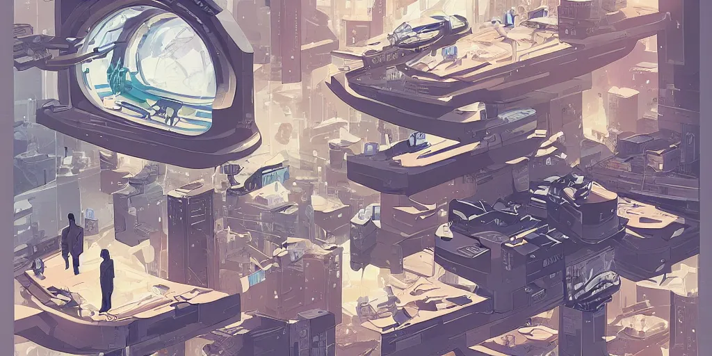 Image similar to Trapped in a World of Subscriptions, sci-fi, futuristic, editorial, illustration