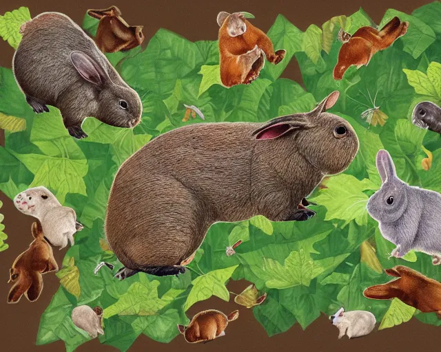 tardigrades, rabbits, and guinea pigs fighting over a Stable