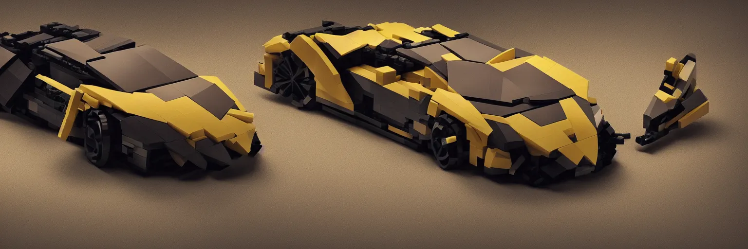 Prompt: a single lamborghini. lego style, concept art. trending on artstation. in the style of thu berchs and eddie mendoza