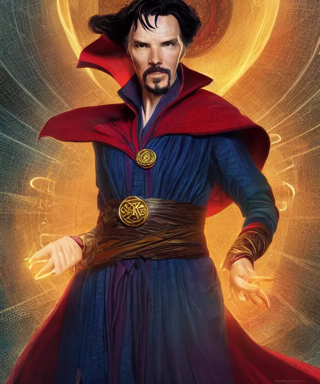 Image similar to doctor strange as a female, au naturel, hyper detailed, digital art, trending in artstation, cinematic lighting, studio quality, smooth render, unreal engine 5 rendered, octane rendered, art style by klimt and nixeu and ian sprigger and wlop and krenz cushart