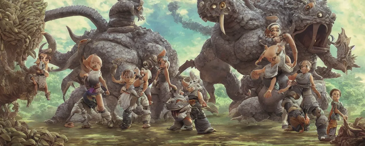 Prompt: ancient javanese cyborg Nidoking (Pokémon) family portrait,Hayao Miyazaki\'s movies,Studio Ghibli\'s mastery of color grading and detail,insanely detailed and intricate,realistic octane 3D,hyper realistic,complex scene,golden Ratio,ArtStation,UHQ,hires textures,detailed real expression on every face,dnd art,mtg art,dramatic,breathtaking maximalist painting by Bouguereau and Gurney