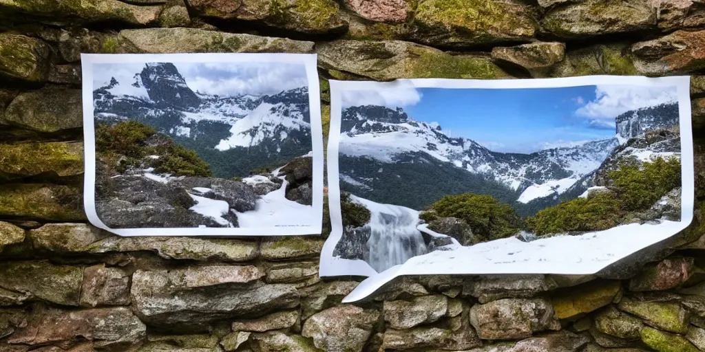 Prompt: beautiful idyllic poster for a craggy snow valley national park