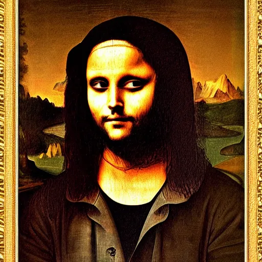 Prompt: the weeknd by mona lisa, classical painting