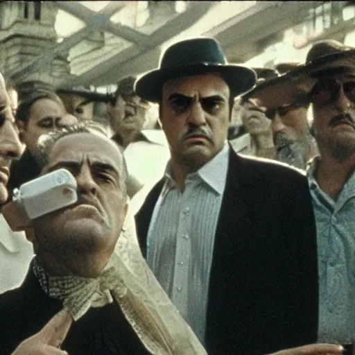 Image similar to the sopranos, goodfellas, the godfather, frank franzetta, jack kirby, film grain, by francis ford coppola film still, q 6 mm, spectacular