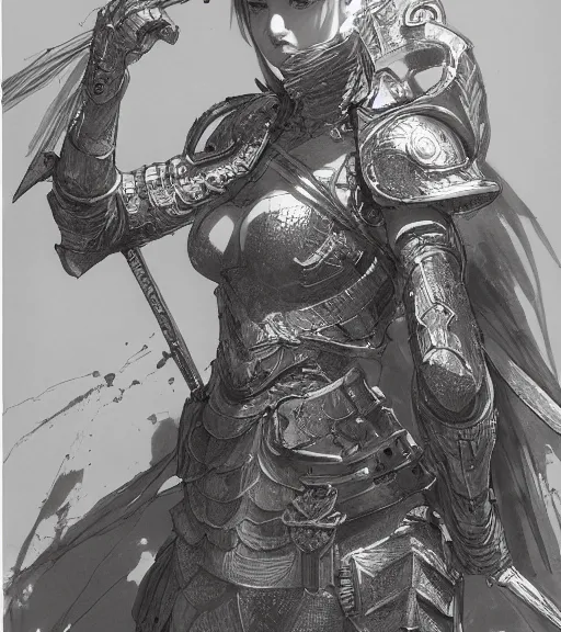 Image similar to portrait of anime woman in armor, pen and ink, intricate line drawings, by craig mullins, ruan jia, kentaro miura, greg rutkowski, loundraw