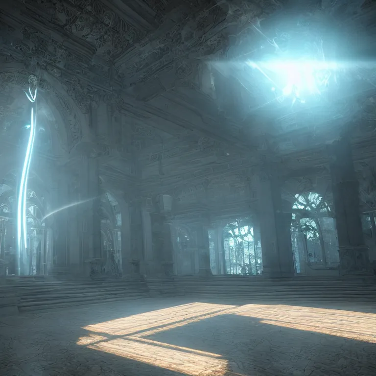 Image similar to simple light streaks and ornate flowing light streams, unreal engine