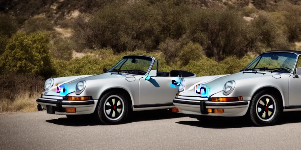 Prompt: photograph, 1974 PORSCHE 911, roadster, by Pete Biro, press release, cinematic, malibu canyon, 8k, depth of field, bokeh. chrome accents,