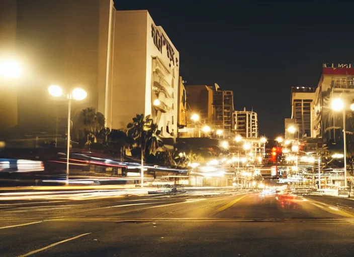 Image similar to a cinematic shot of los angelas at midnight, canon eos c 3 0 0, ƒ 1. 8, 3 5 mm, 8 k, medium - format print, inspired by roger deakins cinematography