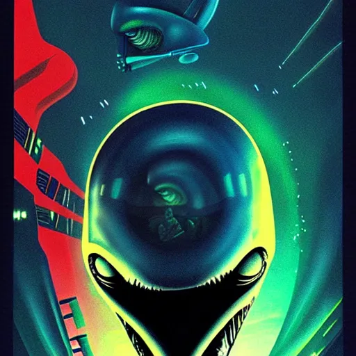 Image similar to alien poster art by kim jung giu