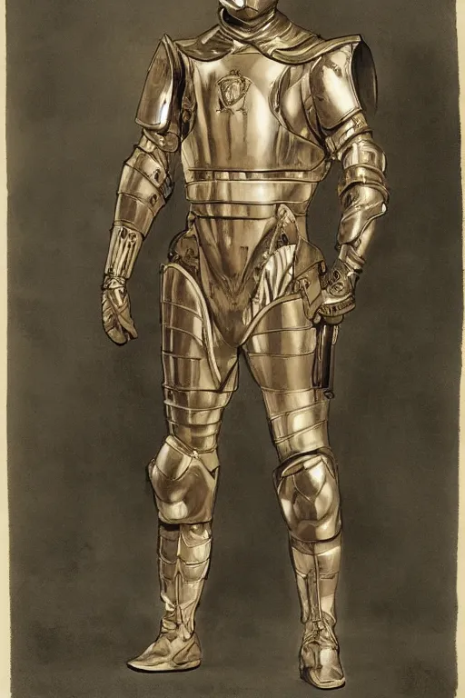 Prompt: futurist armor for soldier, s by leyendecker, intricate, extreme details