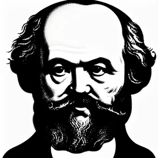 Image similar to karl marx pondering his orb, discord emoji, 2 d, flat, coherent, orthographic, transparent background, svg