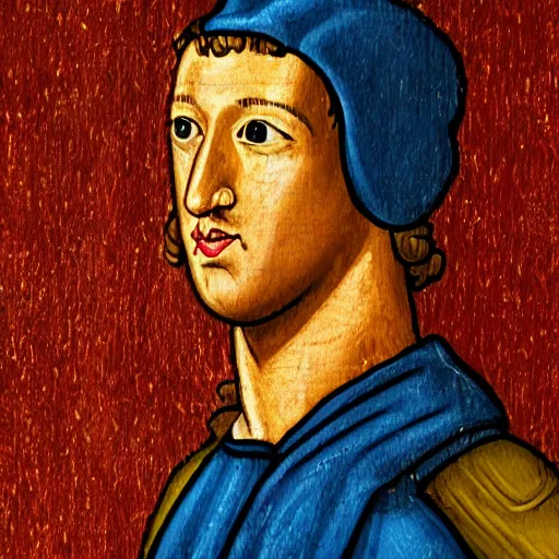 Prompt: Medieval painting of Mark Zuckerberg. Dramatic. High resolution. Highly detailed. Art station. 8k