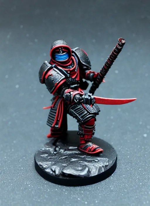 Image similar to 8 0 mm resin detailed miniature of a warhammer 4 0 k futuristic ninja warriors, product introduction photos, 4 k, full body,