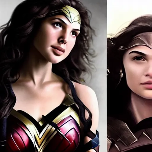 Image similar to a beautiful young girl who looks like gal gadot and rebecca fergueson portrait photo