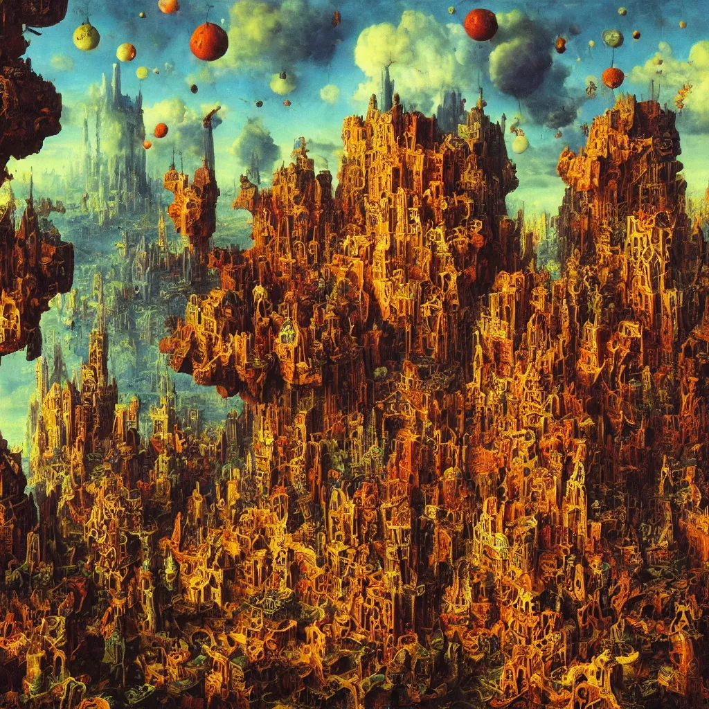 Prompt: a single! colorful!! fungus tower clear empty sky, a high contrast!! ultradetailed photorealistic painting by paul lehr and jan van eyck, hard lighting, masterpiece
