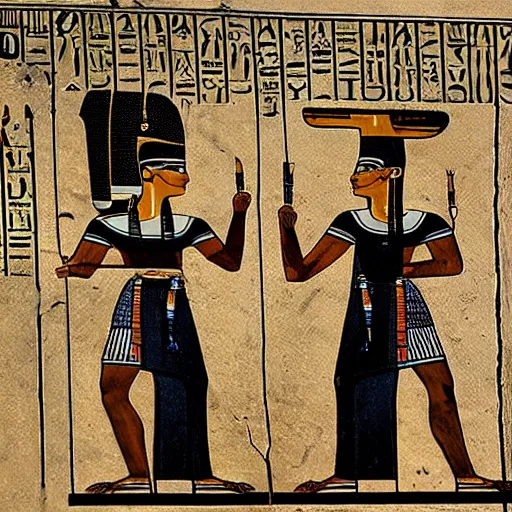 Image similar to Hasidic Jews on ancient Egyptian Hieroglyphics