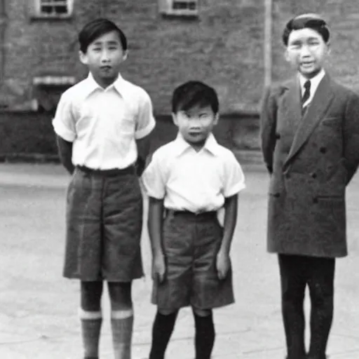 Image similar to queen elizabeth ii windsor as a small asian boy school photo