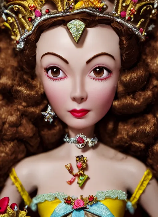 Prompt: closeup face profile portrait of tin toy vivien leigh as a fairytale princess wearing a crown eating cakes, bikini, depth of field, zeiss lens, detailed, symmetrical, centered, fashion photoshoot, by nicoletta ceccoli, mark ryden, lostfish, breathtaking, 8 k resolution, extremely detailed, beautiful, establishing shot, artistic, hyperrealistic, octane render