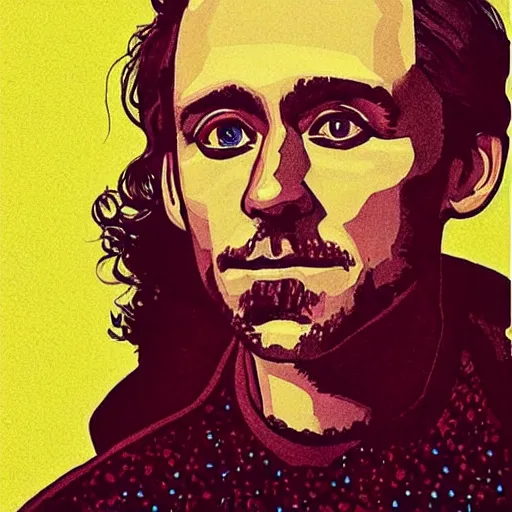 Image similar to “ tom hiddleston retro minimalist portrait by jean giraud, moebius starwatcher, comic, 8 k ”