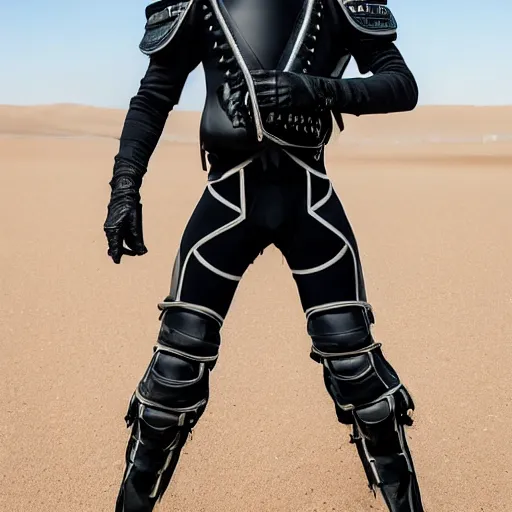 Image similar to medium face shot of adult Austin Butler !!with exposed head!!, dressed in black-prussian blue futuristic-tudoresque clothing with embroidered-Ram-emblem, and nanocarbon-vest, in an arena in Dune 2021, XF IQ4, f/1.4, ISO 200, 1/160s, 8K