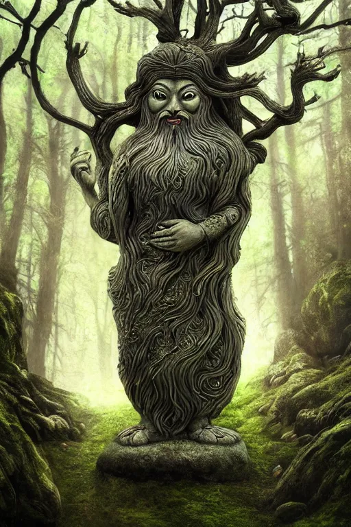 Image similar to gaelic forest spirit, qirin, god, deity, serene, wide angle, super highly detailed, professional digital painting, artstation, concept art, smooth, sharp focus, no blur, no dof, extreme illustration, Unreal Engine 5, Photorealism, HD quality, 8k resolution, cinema 4d, 3D, beautiful, cinematic, art by artgerm and greg rutkowski and alphonse mucha and loish and WLOP