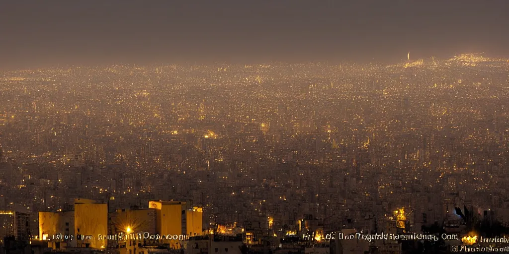 Image similar to tehran skyline in a winter night, full moon in the sky, two lovers kissing