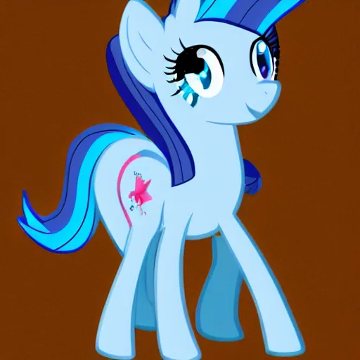 Prompt: blue little pony trixie mare, featured on deviantart, booru, superflat