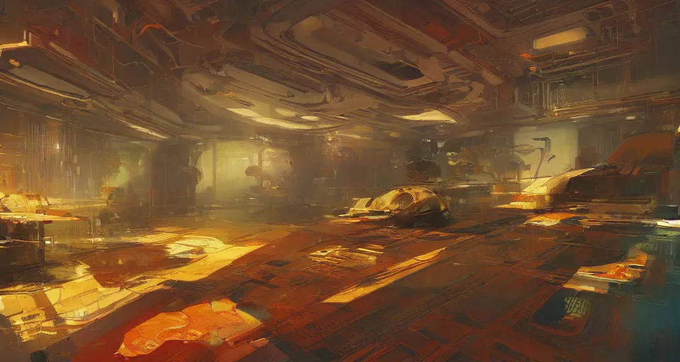 Image similar to futuristic apartment interior, intricate, elegant, vivid colors, highly detailed, john park, craig mullins, sparth, ruan jia, jeffrey catherine jones