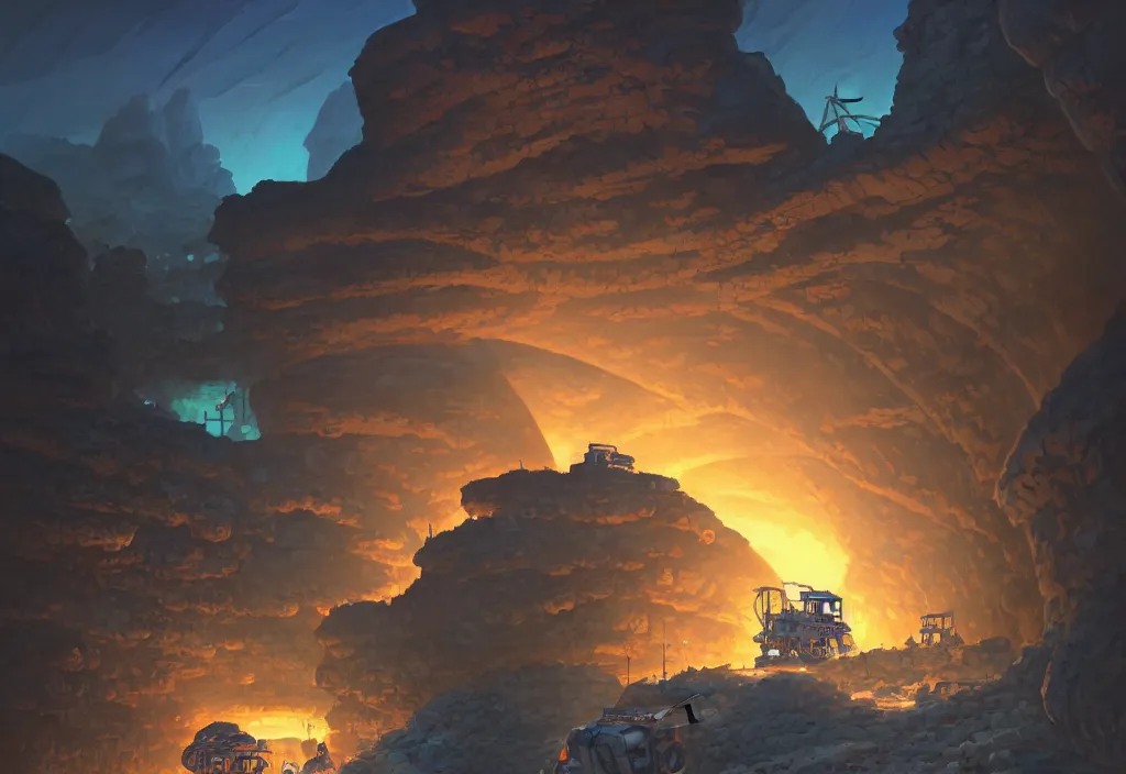 Image similar to chubby futuristic mining cart in a dark cave with piles of rocks in the background, intricate oil painting, high detail illustration, sharp high detail, manga and anime 1 9 9 9, official fanart behance hd artstation by jesper ejsing and makoto shinkai, 4 k,